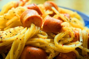 Сосиски спагетти